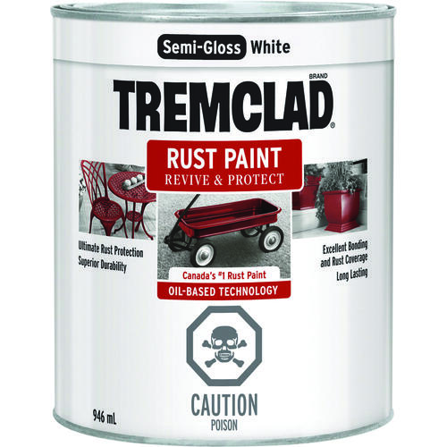 TREMCLAD Rust Paint, Semi-Gloss, White, 946 mL, Can