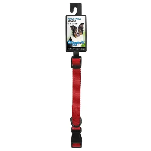 Adjustable Collar, 12 to 18 in L Collar, 5/8 in W Collar, Red