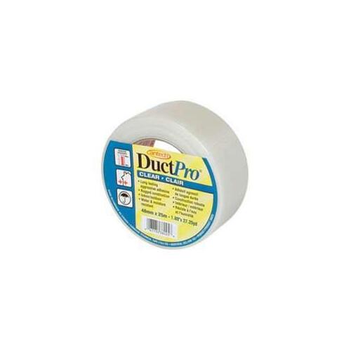 DUCTPRO 380 Series 380-25 Duct Tape, 25 m L, 48 mm W, Polyethylene Backing, Clear
