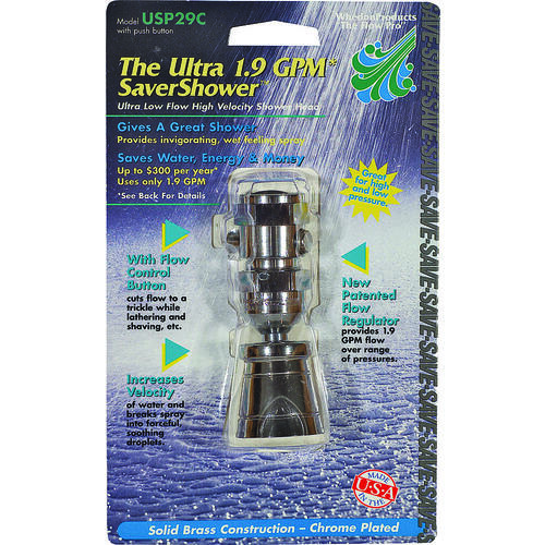 Whedon USP2C/USP29C Ultra Saver Series Shower Head with Trickle Valve, 1.9 gpm, 1/2 in Connection, Female, Brass, Chrome