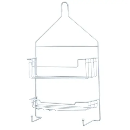 Hanging Shower Caddy, 2-Shelf, Metal White