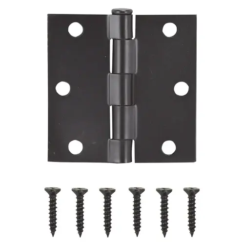 Square Corner Door Hinge, Steel, Oil-Rubbed Bronze, Loose Pin, 180 deg Range of Motion