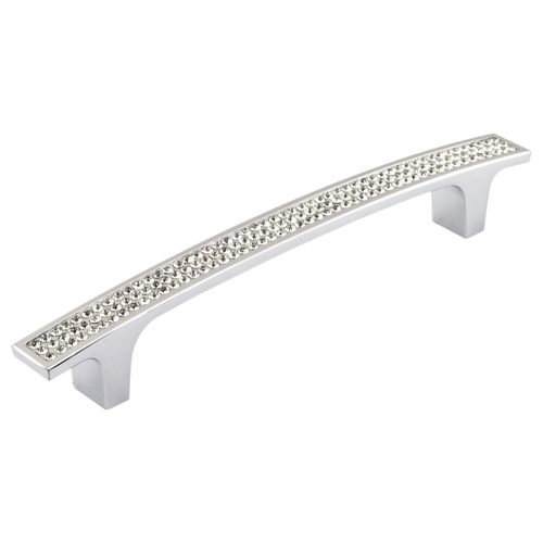 Cabinet Pull, 7-3/32 in L Handle, 9/16 in H Handle, 1-1/16 in Projection, Crystal/Glass/Metal