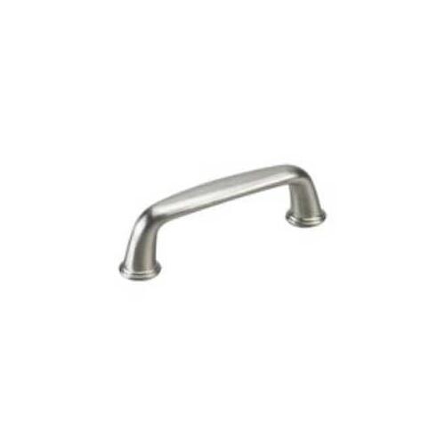 Cabinet Pull, 3-19/32 in L Handle, 9/16 in H Handle, 1-1/16 in Projection, Metal, Brushed Nickel