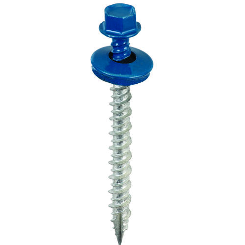 Screw, #9 Thread, High-Low, Twin Lead Thread, Hex Drive, Self-Tapping, Type 17 Point Blue