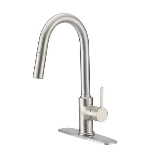 Contemporary Pull-Down Kitchen Faucet, Stainless Steel