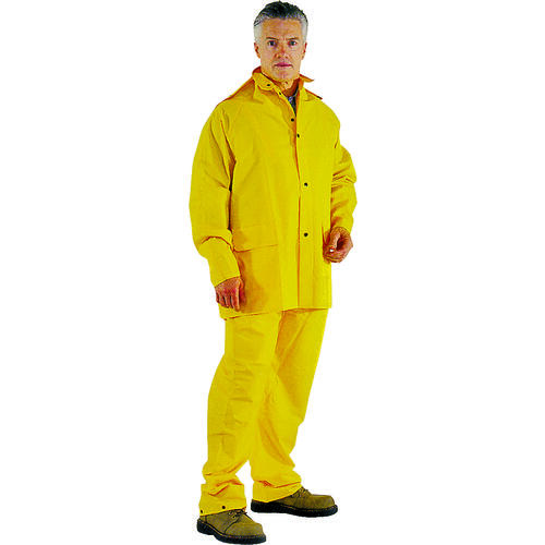 Rain Suit, XL, 30-1/2 in Inseam, Polyester, Hi-Viz Yellow, Comfortable Oxford Polyester Collar