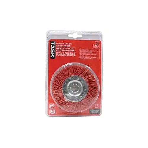 Wheel Brush, 6 in Dia, 1/2 to 5/8 in Arbor/Shank, Nylon Bristle