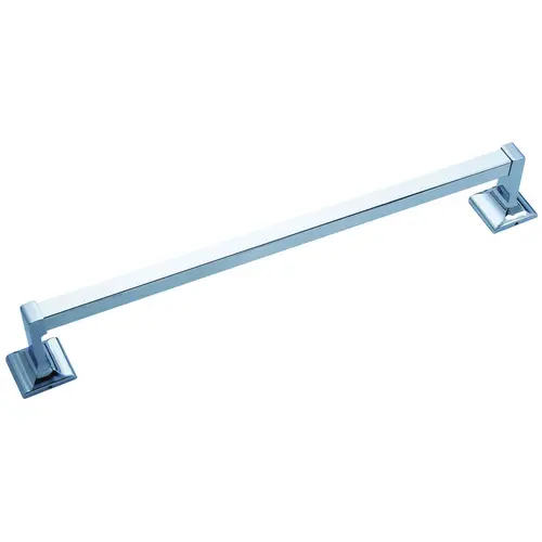 Square Towel Bar, 18 in L Rod, Aluminum, Chrome, Surface Mounting