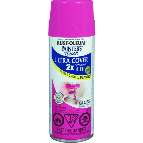 PAINTER'S Touch Ultra Cover Paint, Gloss, Berry Pink, 340 g, Aerosol Can