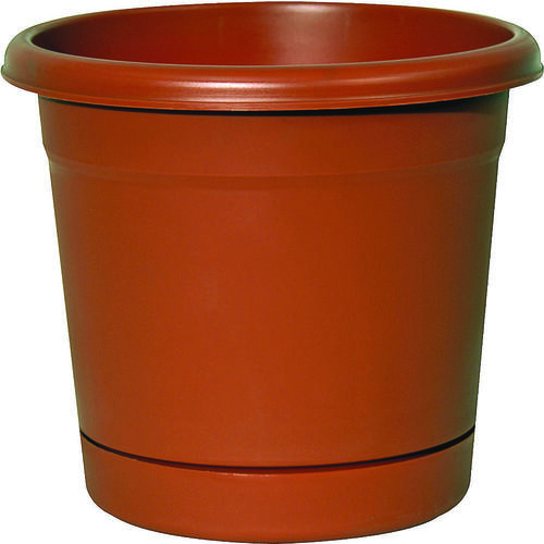 Southern Patio RN1608TC Riverland Planter with Saucer, 16 in Dia, Round, Poly Resin, Terra Cotta, Matte