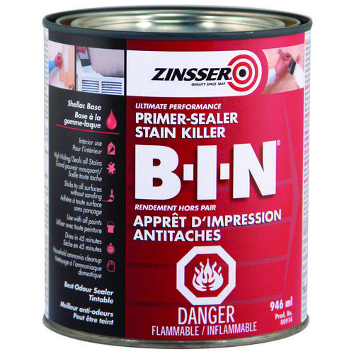 Zinsser Z00914 B-I-N Primer, Flat, White, 946 mL