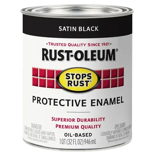 Stops Rust Protective Enamel Paint, Satin, Black, 1 qt