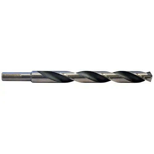 Jobber Drill Bit, 15/32 in Dia, 5-3/4 in OAL, 3-Flat, Reduced Shank