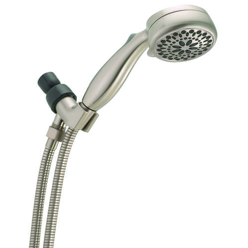 75700SN Hand Shower, 1/2 in Connection, 2.5 gpm, 7-Spray Function, Satin Nickel, 6 ft L Hose