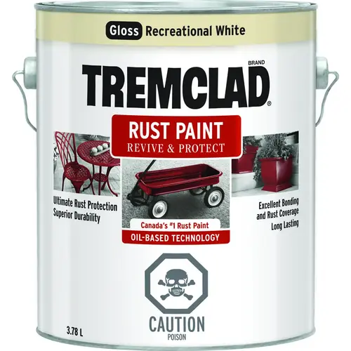 TREMCLAD Rust Paint, Gloss, Recreational White, 3.78 L, Can - pack of 2