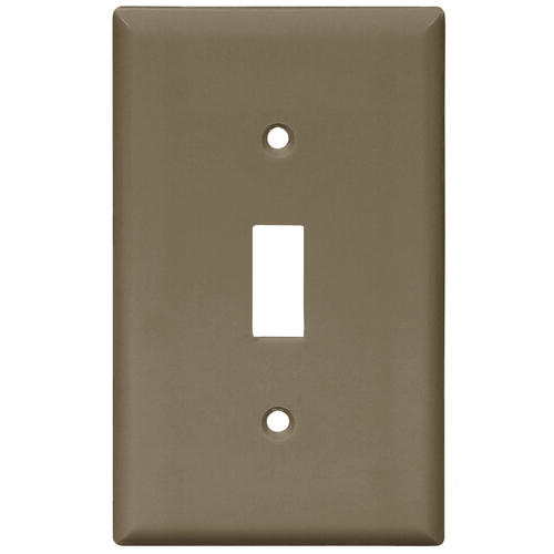 Wallplate, 4-1/2 in L, 2-3/4 in W, 1 -Gang, Nylon, Brown, High-Gloss