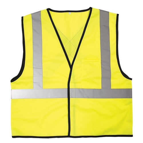 Safety Works SWX00262-02 Safety Vest, One-Size, Polyester, Lime Green, Hook-and-Loop Closure