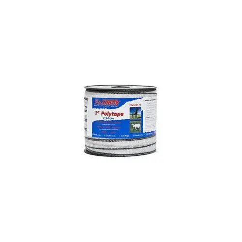 Zareba PT656W1-Z/FS Fi-Shock PT656W1-FS Polytape, 656 ft L, 1 in W, 8-Strand, Stainless Steel Conductor, White