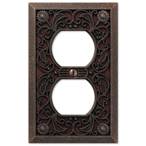 Amerelle 65DDB-XCP24 Wallplate, 4-1/2 in L, 2-13/16 in W, 1 -Gang, Metal, Aged Bronze - pack of 24