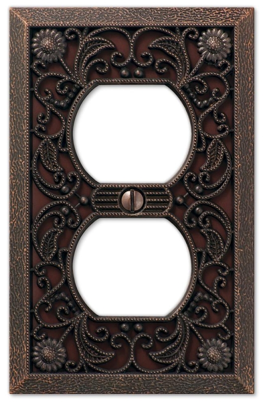 Amerelle 65DDB Wallplate, 4-1/2 in L, 2-13/16 in W, 1 -Gang, Metal, Aged Bronze