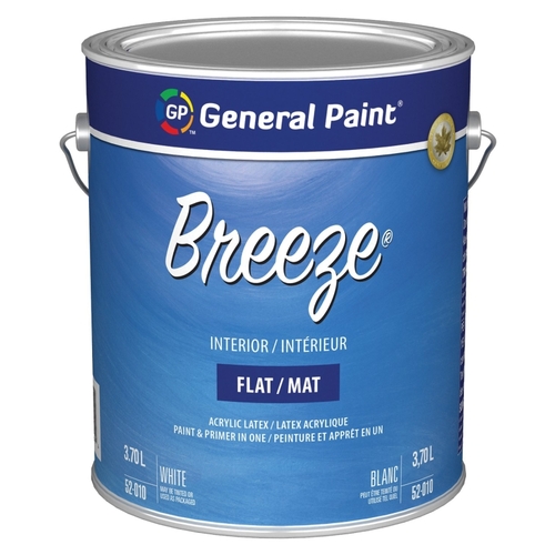 Breeze 52-010-16 Interior Paint, Flat, White, 1 gal - pack of 4