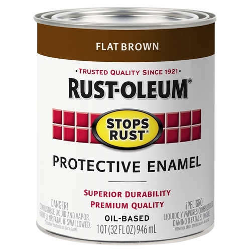 Stops Rust Protective Enamel Paint, Flat, Brown, 1 qt