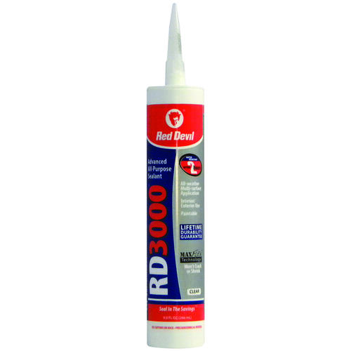 Red Devil 0987 Advanced Sealant, Clear, 1 day Curing, 20 to 120 deg F, 9 oz Cartridge