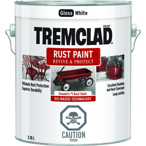 TREMCLAD Rust Paint, Gloss, White, 3.78 L, Can