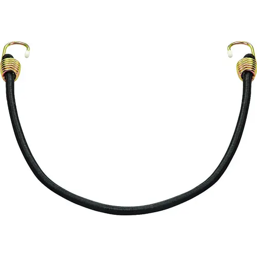 Stretch Cord, 10 mm Dia, 24 in L, Polypropylene, Black, Hook End - pack of 78