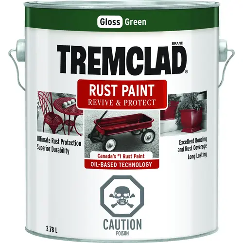 TREMCLAD Rust Paint, Gloss, Green, 3.78 L, Can