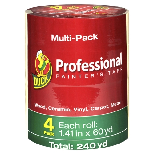 DUCK 1362492 Professional Painter's Tape, 60 yd L, 1.41 in W, Beige - pack of 4