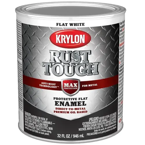 Rust Tough Enamel, Flat, White, 1 qt - pack of 2