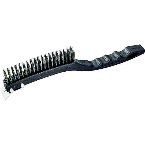 ProSource SJ3133-S Wire Brush with Scraper, 1-3/8 in L Trim, Metallic Bristle, 5/8 in W Brush, 13-1/2 in OAL