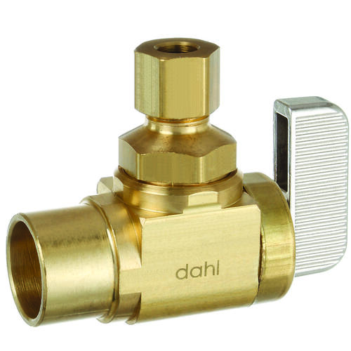 Dahl Brothers 621-13-30-BAG mini-ball Stop Valve, 1/2 x 1/4 in Connection, Female Solder x Compression, 250 psi Pressure