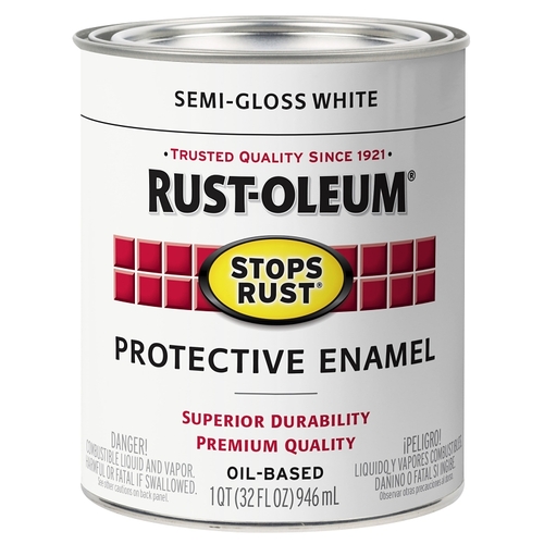 Stops Rust Protective Enamel Paint, Semi-Gloss, White, 1 qt