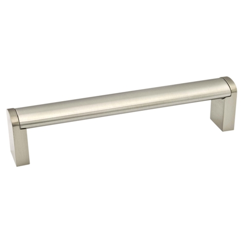 Cabinet Pull, 5-11/32 in L Handle, 25/32 in H Handle, 1-7/32 in Projection, Metal/Stainless Steel Brushed Nickel