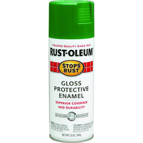 STOPS RUST Protective Enamel Spray Paint, Gloss, Emerald Green, 12 oz, Aerosol Can