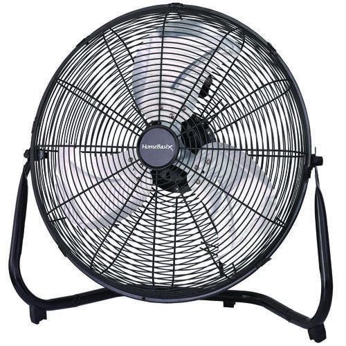 PowerZone LF-20 Floor Fan, 120 VAC, 20 in Dia Blade, 3-Blade, 3-Speed, 3 Speed, 360 deg Rotating, Black