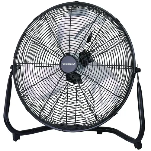 PowerZone LF-20 Floor Fan, 120 VAC, 20 in Dia Blade, 3-Blade, 3-Speed, 3 Speed, 360 deg Rotating, Black