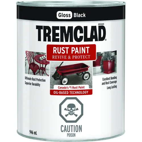 TREMCLAD Rust Paint, Gloss, Black, 946 mL, Can