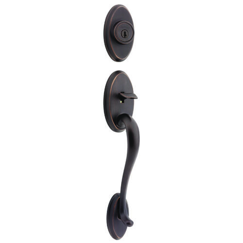 Handleset, 1 Grade, Venetian Bronze, 2-3/8 x 2-3/4 in Backset, KW1 Keyway, 1-3/4 in Thick Door