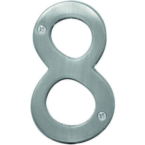 Prestige Series House Number, Character: 8, 4 in H Character, Nickel Character, Brass - pack of 3