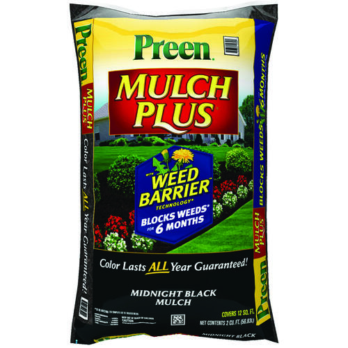 Preen 95456138 Mulch Plus Weed Barrier Bag, Granular, Midnight Black Bag
