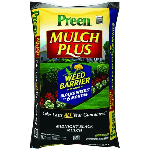 Mulch Plus Weed Barrier Bag, Granular, Midnight Black Bag