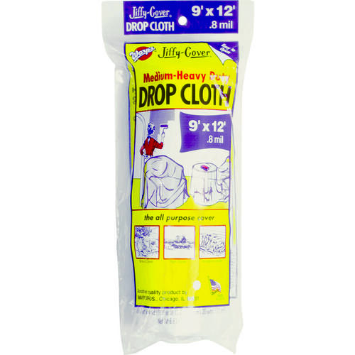 8JC-912 Drop Cloth, 12 ft L, 9 ft W, Plastic