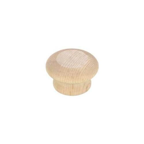 Cabinet Knob, 1-15/32 in Projection, Wood, Unfinished Maple Pair