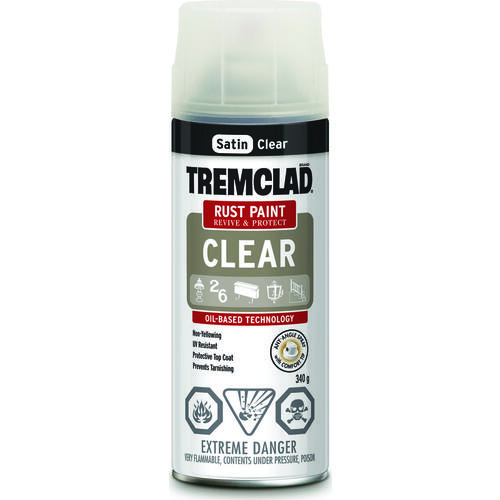 TREMCLAD Rust Spray Paint, Satin, Clear, 340 g, Aerosol Can