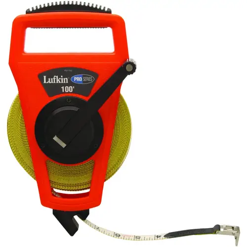 Crescent Lufkin PSFE100/PS1706 Tape Measure, 100 ft L Blade, 3/4 in W Blade, Fiberglass Blade, ABS/Rubber Case