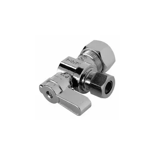 M-Line Series Angled Ball Shut-Off Valve, 3/8 x 5/8 in Connection, Compression, Brass Body Chrome